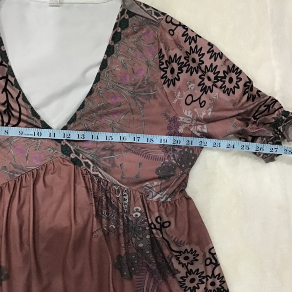 Pink Daisy Women’s Size 1X Plus (14/16) V Neck 3/4 Ruffle Sleeve Dress Fairy - Picture 9 of 12